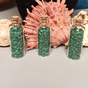 A jar of Green Chrysocolla